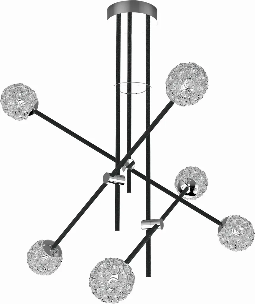 Lustre PAKSOS 6xG9 en Cristal Étincelant avec Finition Chrome de Luxe