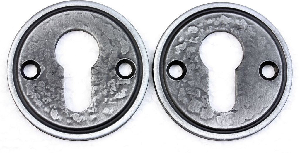 UHRIG 2x Rosette Rund für PZ Schloss - geschmiedet aus Stahl - Paar Rosetten für Haustüren, Zimmertüren, Tore usw. - 2er-Set