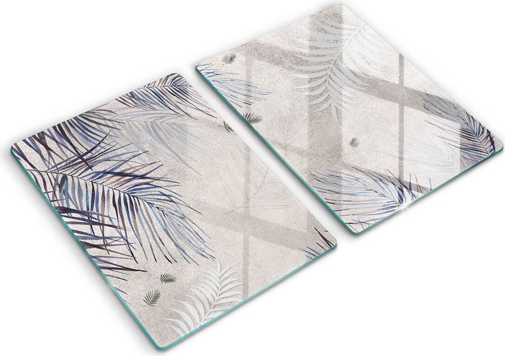 Abdeckung Glas - Küchenabdeckung - 2x40x52 cm - Abdeckplatte -Subtile Blätter
