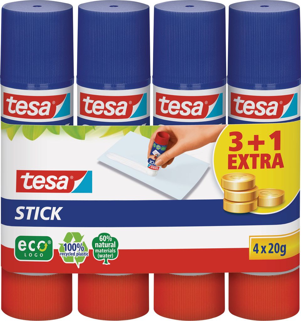 tesa ecoLogo Stick Klebestift 4er Pack 20 g Produktbild 