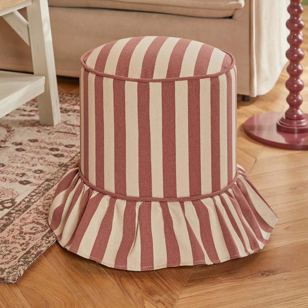 Eazy Living Pouf Ø 35,5 cm Adele Rosa Gestreift Produktbild 