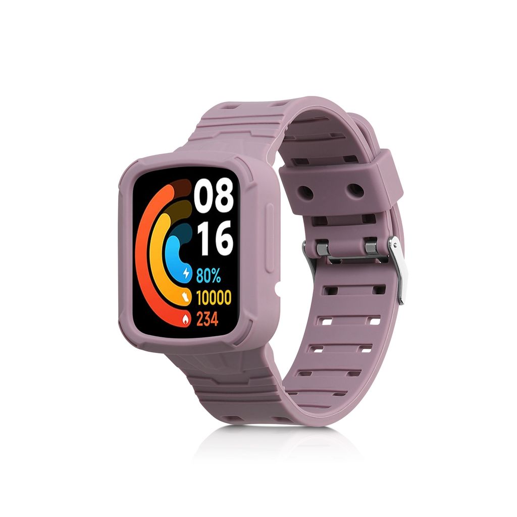 kwmobile Sportarmband kompatibel mit Xiaomi Mi Watch Lite / Redmi Watch - Armband TPU Silikon für Fitnesstracker - mit Schutz Bumper Purple Cloud