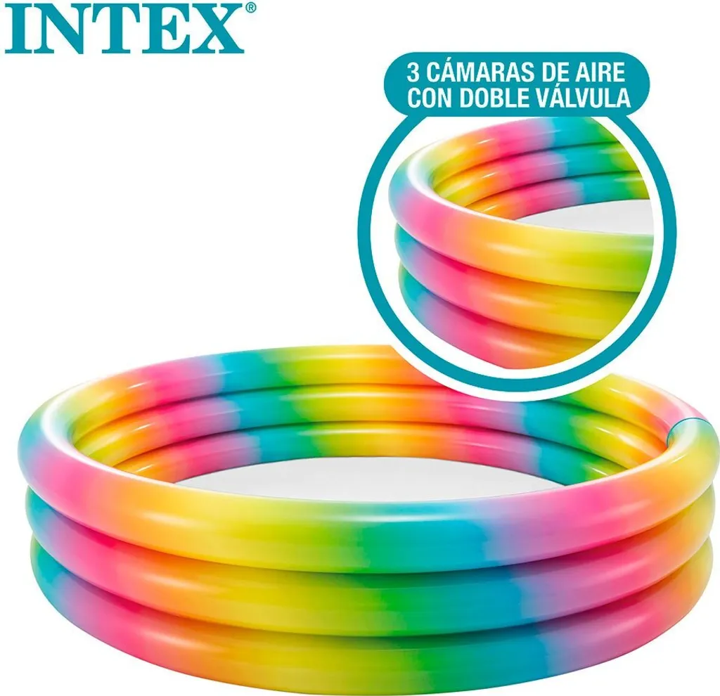 Pataugeoire 3 anneaux robuste Intex Rainbow Ombre multicolore - 24