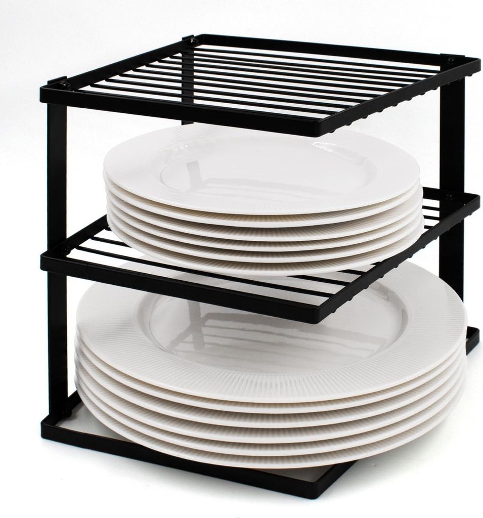 joeji's Küchen-Set aus 2 wackelfreien Tellerregalen für die Küchenschranklagerung, Eck-Tellerregal, Schrank-Tablett-Organizer 25 x 25 x 19 cm Sc...