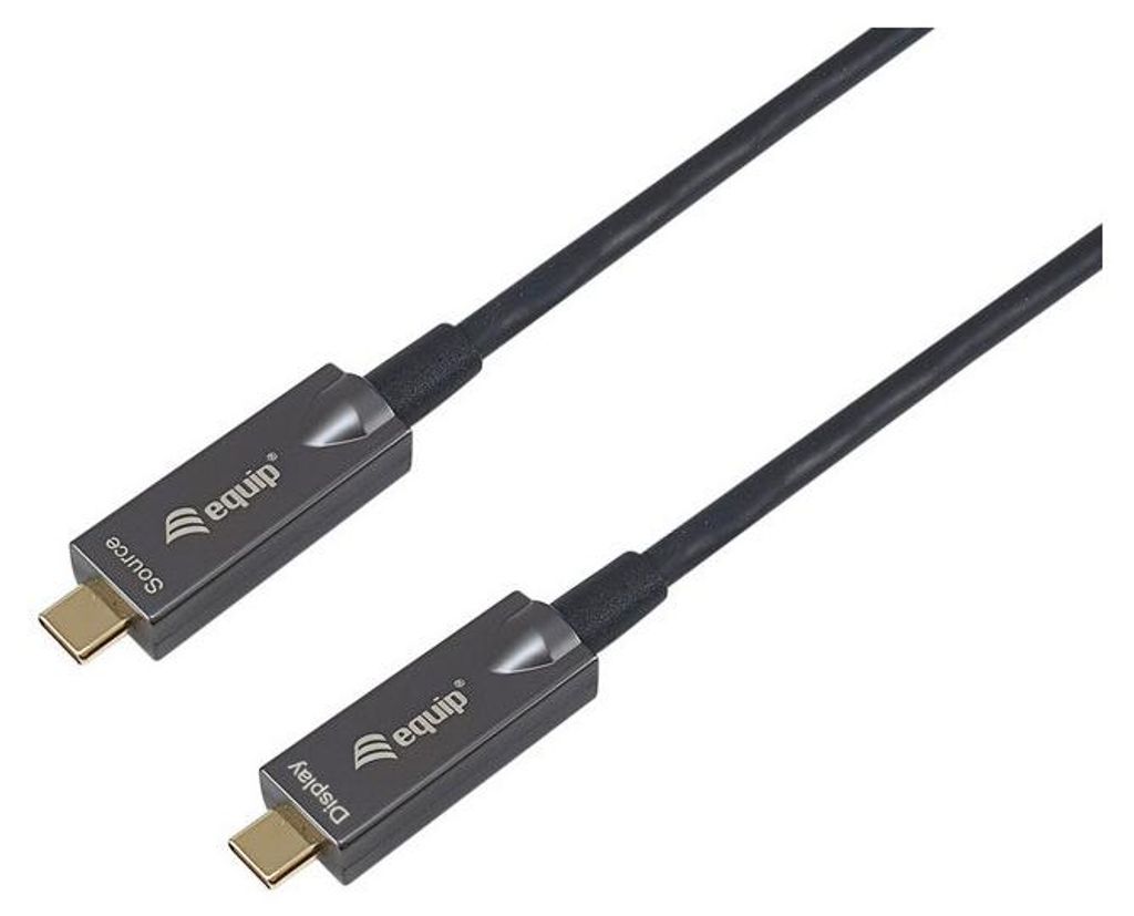 Equip Aktives optisches USB-C-zu-C-Kabel, 15m, PD 60 W, 8K/60 Hz, 10 Gbit/s, Video + Daten + PD, 15 m, USB C, USB C, USB 3.2 Gen 2 (3.1 Gen 2), 10 ...