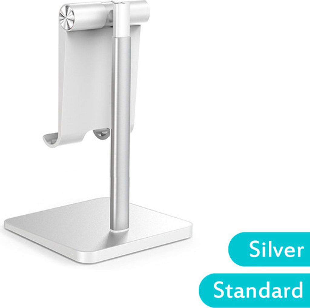 Teleskop Schreibtisch Handyhalter Stand für IPhone IPad Einstellbare Metall Desktop Tablet Silber-Standard Edition
