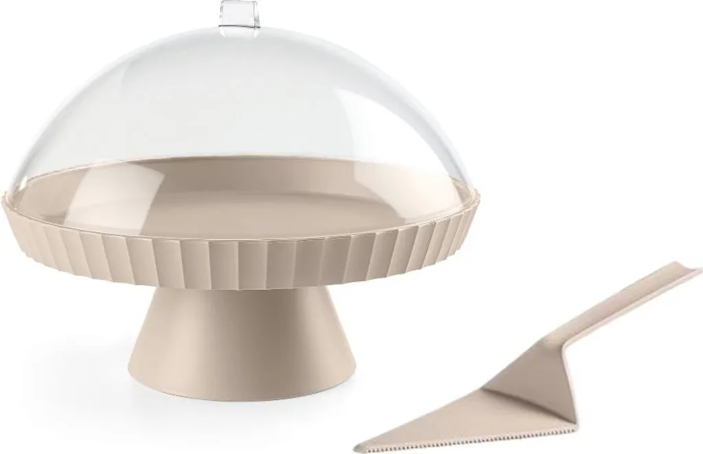 Vassoio per torte con coperchio e paletta Agora Moka Grey