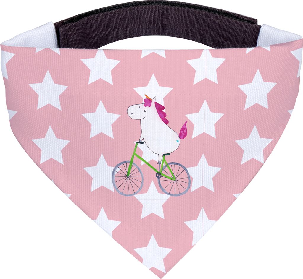 Mr. & Mrs. Panda Hundehalstuch Einhorn Radfahrer - Rot Pastell - Geschenk, Tuch, Kummer, Halstuch, Unicorn, Schal Hund, Konfetti, Bike, Liebeskumme...
