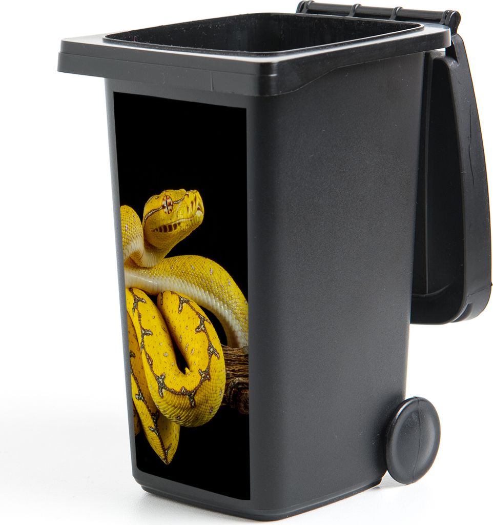 MuchoWow Mülltonnenaufkleber Schlange - Zweig - Gelb 38x80 cm - Behälteraufkleber - Mülleimer-Aufkleber - Container-Aufkleber