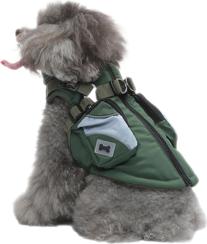stücke grün hund winter baumwolle gefütterte mantel brust zurück zip-up jacke mit reflektierende