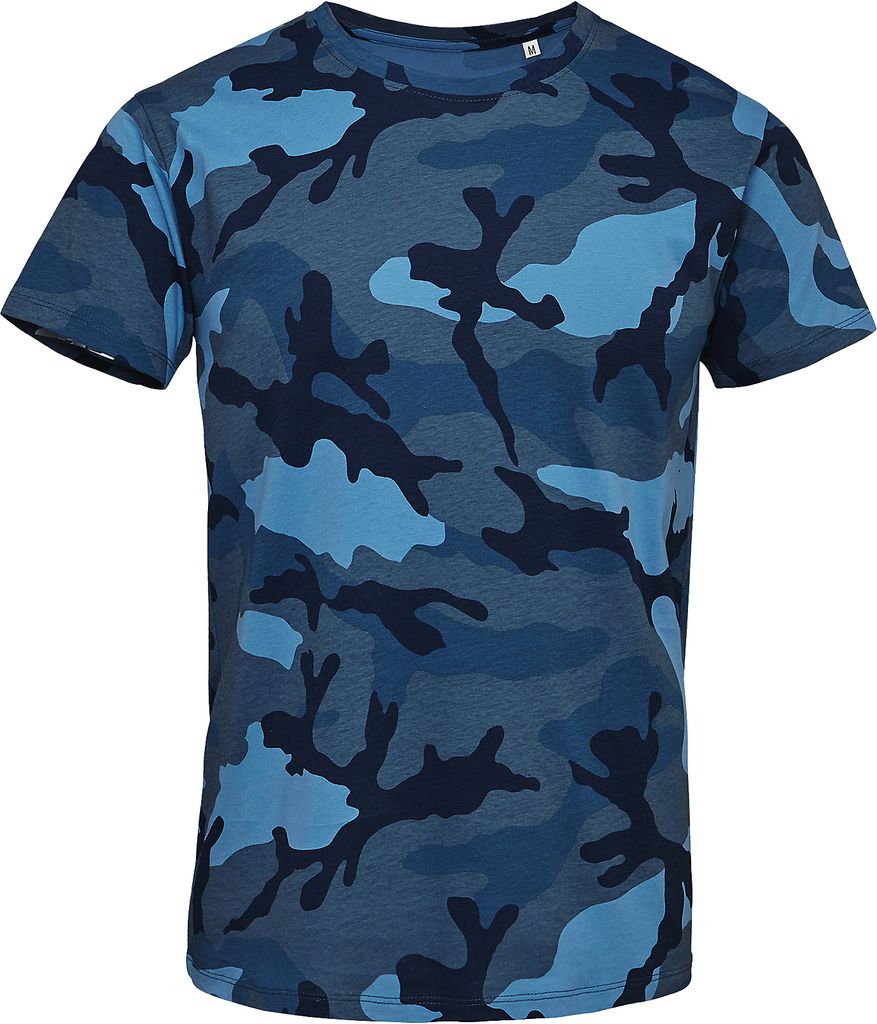 SOLS Herren Camo T-Shirt mit Tarnmuster, Kurzarm PC2166 (M) (Blaues Tarnmuster)