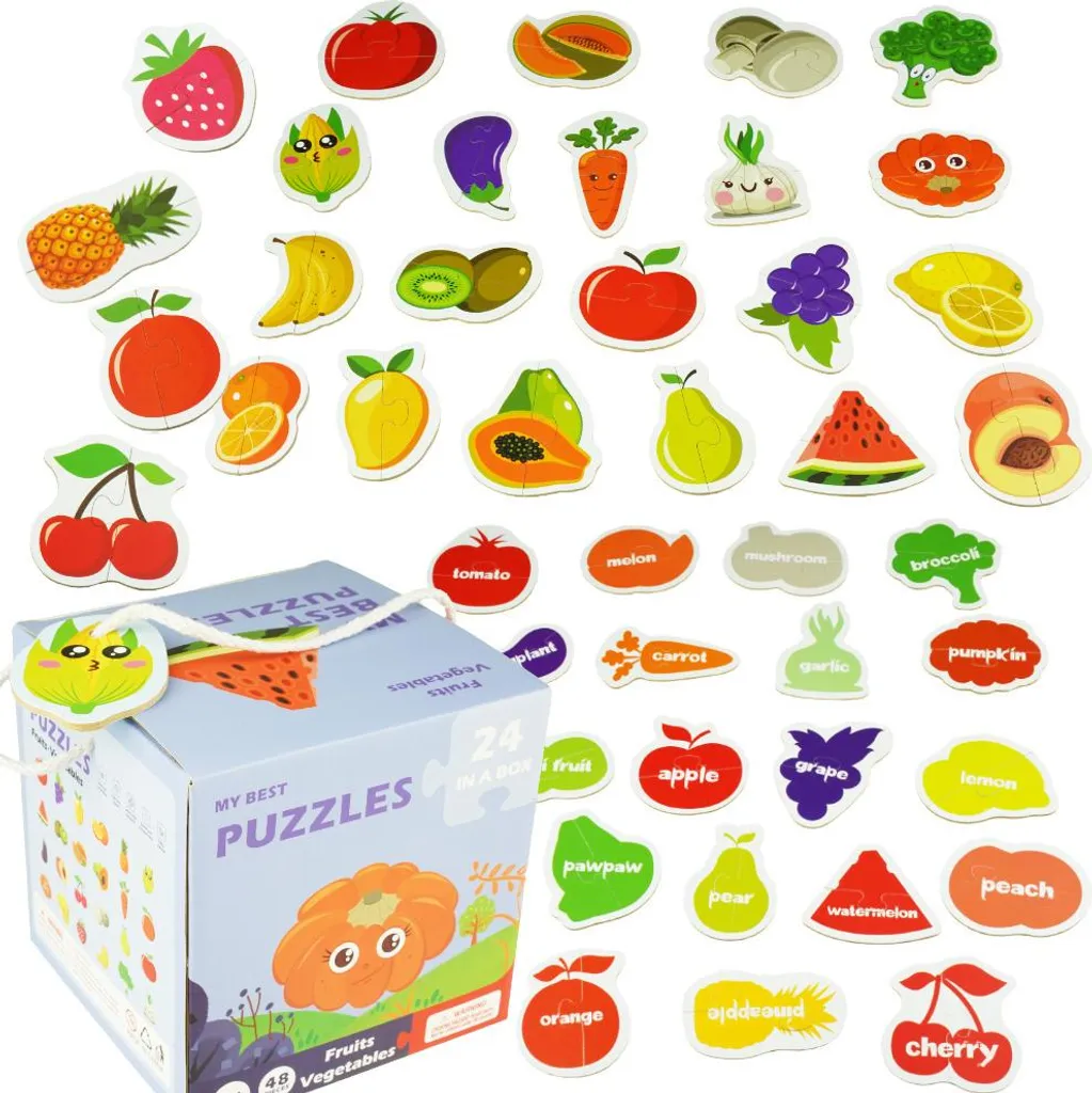 Puzzle éducatif fruits et légumes avec pièces magnétiques en bois