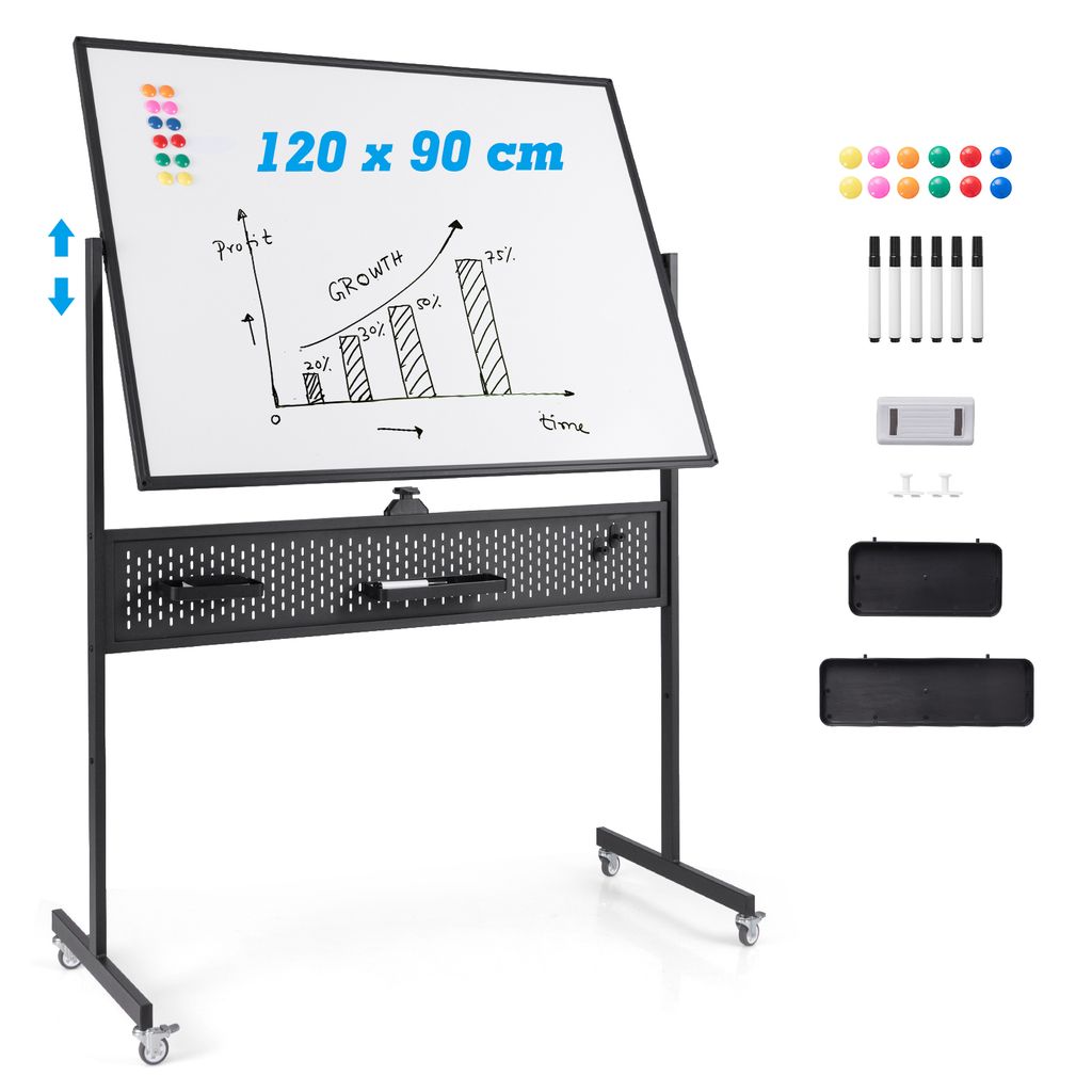 COSTWAY Dwustronna tablica mobilna, 120 x 90 cm, tablica Zdjęcie produktu 
