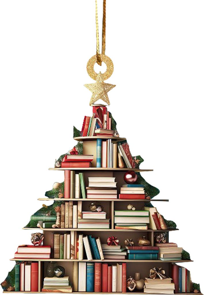 Weihnachtsbaum-Anhänger aus Acryl in Baumform, Buch, Gurke, Ornament, Weihnachtsbaum, hängende Dekoration für drinnen und draußen, Winterdekora...