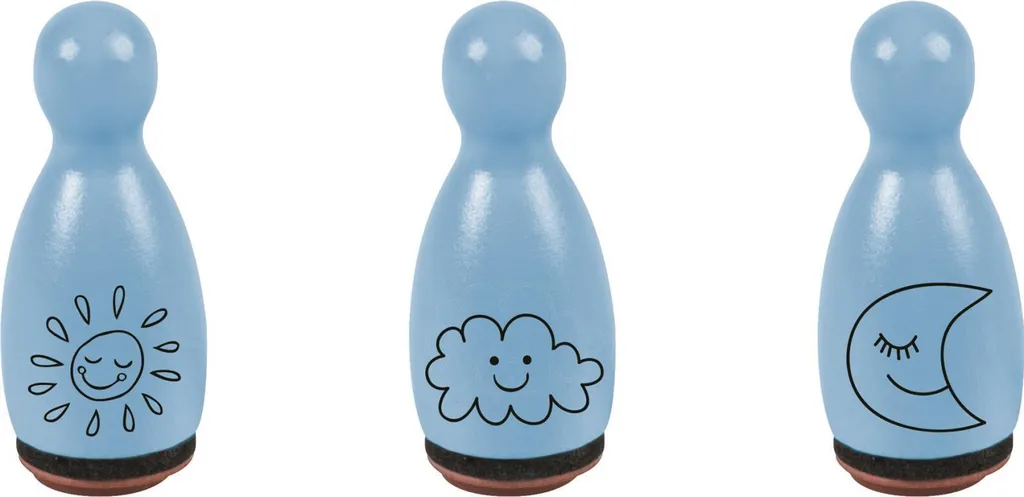 Tampons Figurines pour Enfant Soleil Lune Nuage Heyda Bleu Clair x6