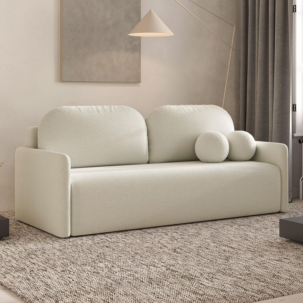 DEKORI Skandinavisches Sofa MALVA – 3-Sitzer Stoffsofa mit Produktbild 
