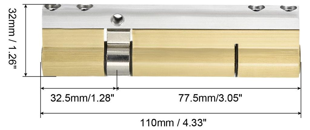 32.5/77.5 (110 mm Gesamt) Europ?ische Doppel Schlie?zylinder Tš¹r Zylinderschloss mit 8 Schlš¹sseln fš¹r Holztš¹ren Aluminiumtš¹r