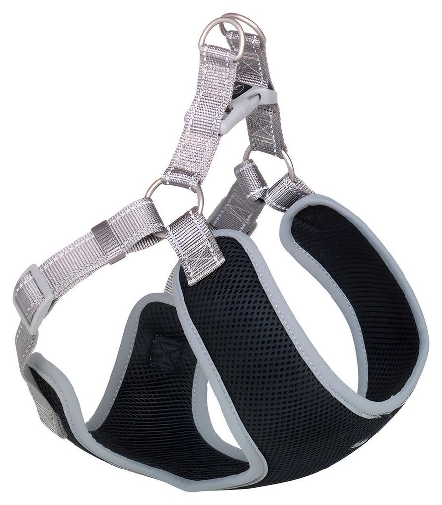 Nobby Geschirr "Black Mesh Reflect" grau L: 48-56 cm + 50 cm, B: 15 mm