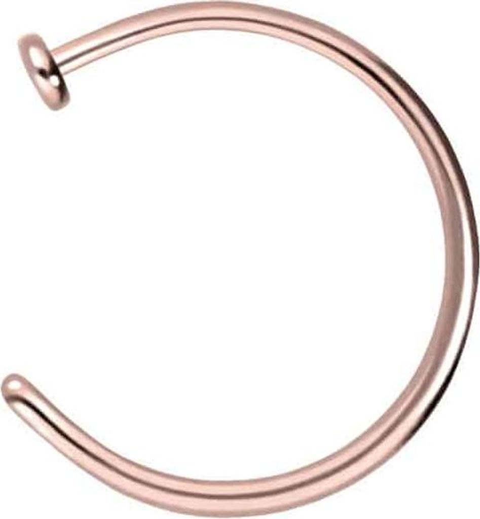 Nasenpiercing, Nasenstecker Titan Nasenring offen PLATTE RoséGold Innendurchmesser: 10mm + Stabstärke: 0,8mm