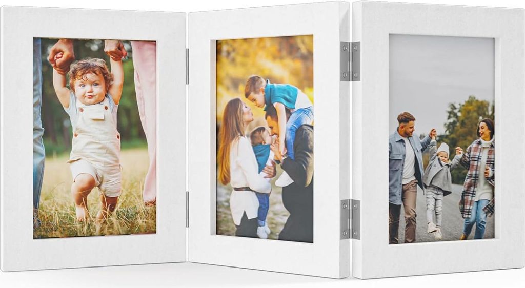 Faltbare Fotoliste für 3 Fotos - Dreifaches Holz-Collage-Rahmen (10 x 15 cm)