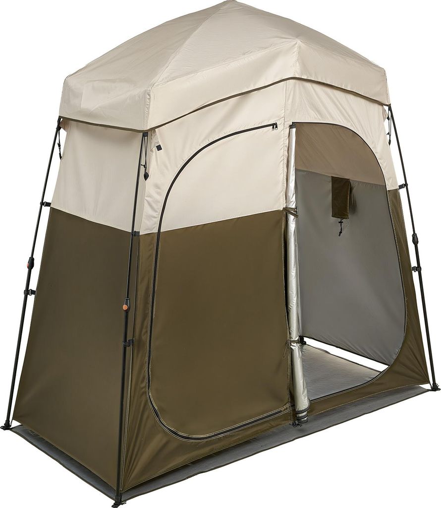 SucceBuy Duschzelt Toilettenzelt (2140x1120x213 cm) mit Sichtschutz & 2 Räumen, Umkleidezelt inkl. Heringen, Seilen & Tragetasche, Sichtschutzzelt...