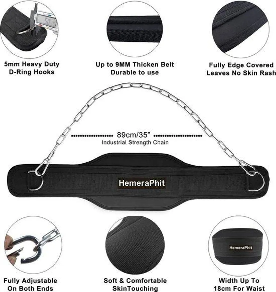 Ceinture de musculation pour dips et tractions lestées en salle