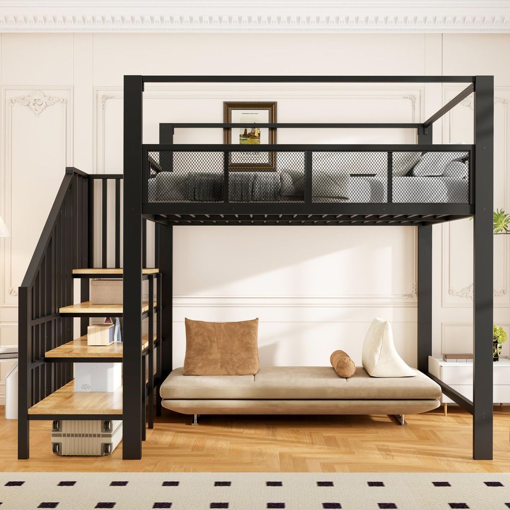 Flieks Etagenbett 140x200cm mit Treppe und Ablagen, Produktbild 