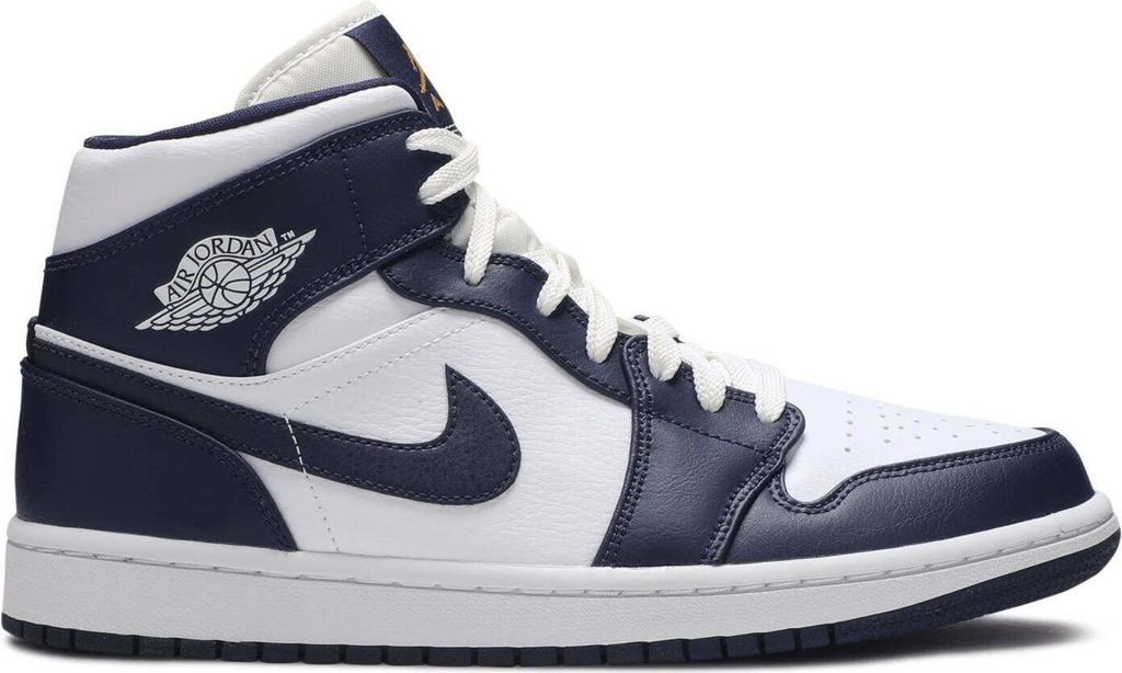 Air Jordan 1 Mid White Metallic Gold Obsidian - EU: 42.5 Produktbild 