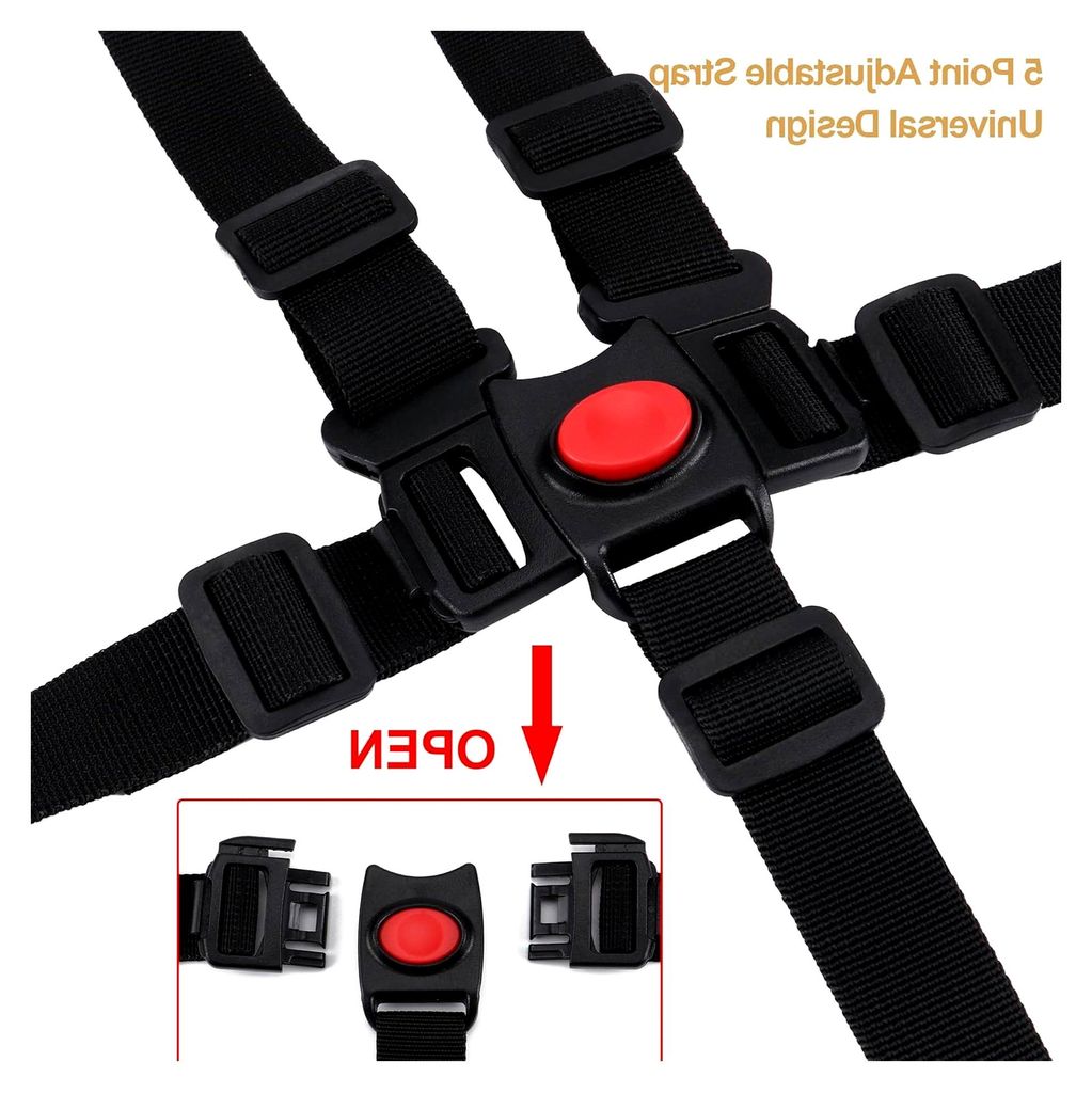 5-Punkt-Baby-Sicherheitsgurt, verstellbare Gurte für Kinderwagen und Hochstühle, Schulterpolster für Buggy und Einkaufswagen