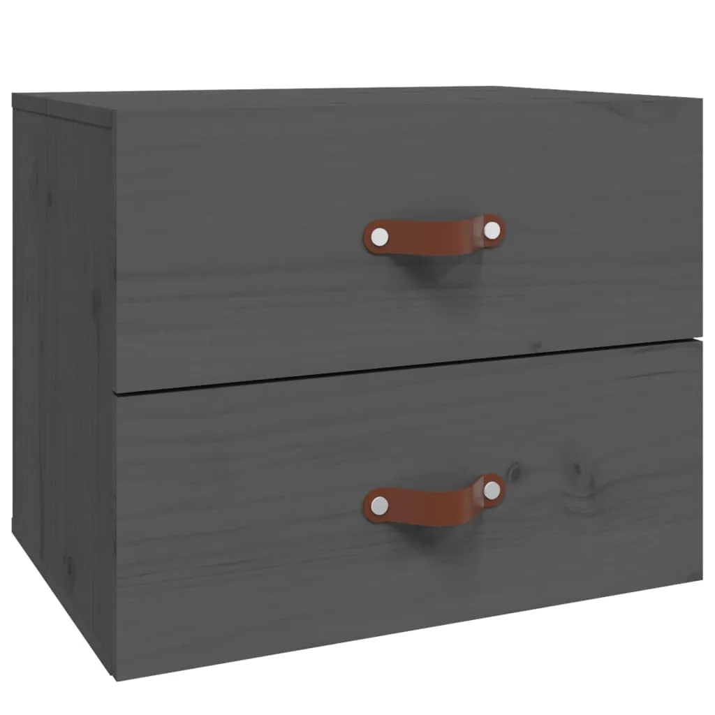 Comodino a Muro Grigio 50x36x40 cm | Struttura Rinforzata in Legno