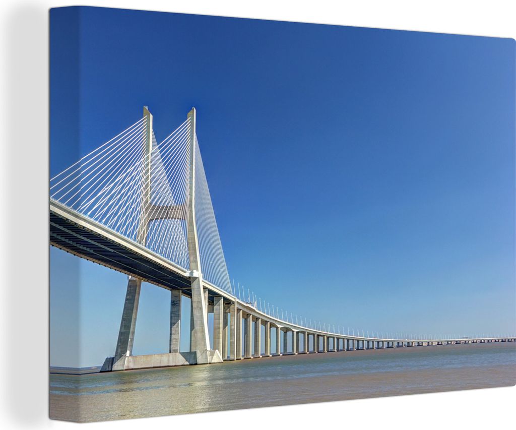 OneMillionCanvasses - Leinwandbilder - 140x90 cm, Vasco de Gama-Brücke, Wandbilder Kunstdruck Wanddekoration - Foto auf Leinwand - Gemälde auf ...