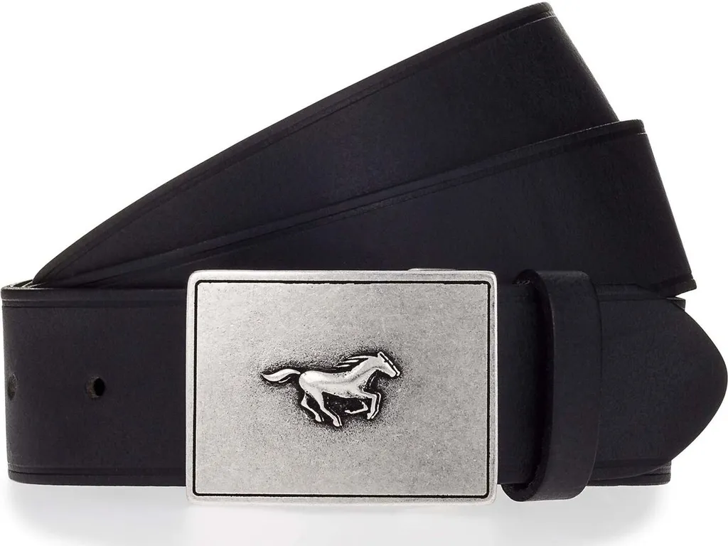 Cintura Mustang 40mm Black W105 - Pelle Vera per Jeans e Casual