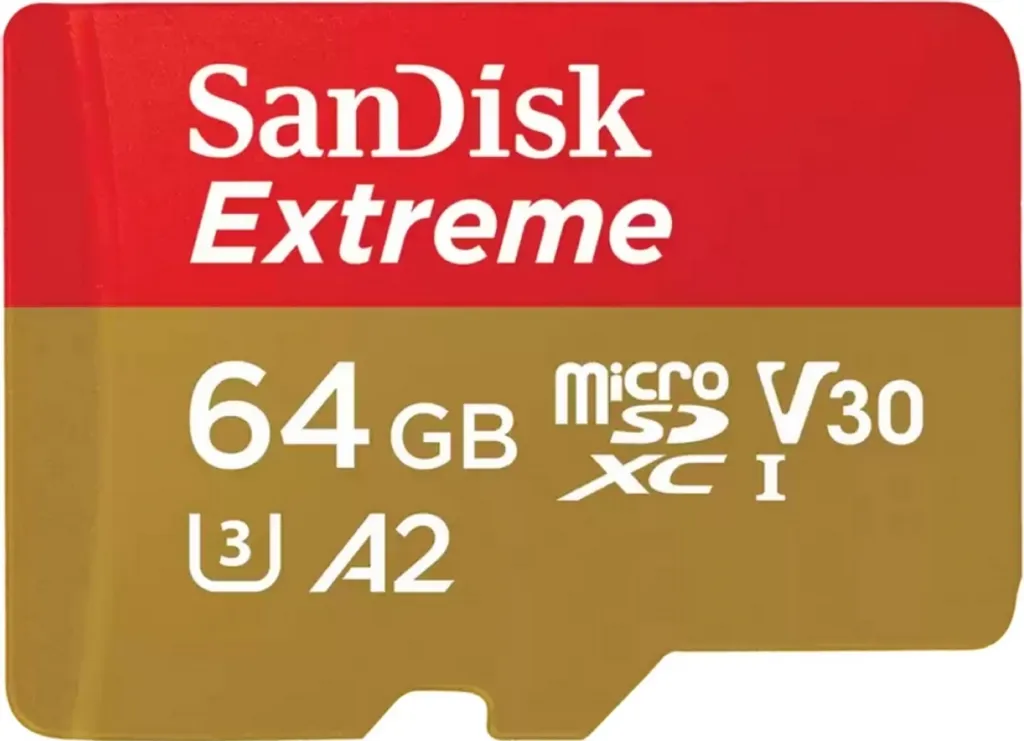SanDisk Extreme MicroSDXC 64 Go UHS-I 160 Mo/s V30 pour Vidéo 4K UHD