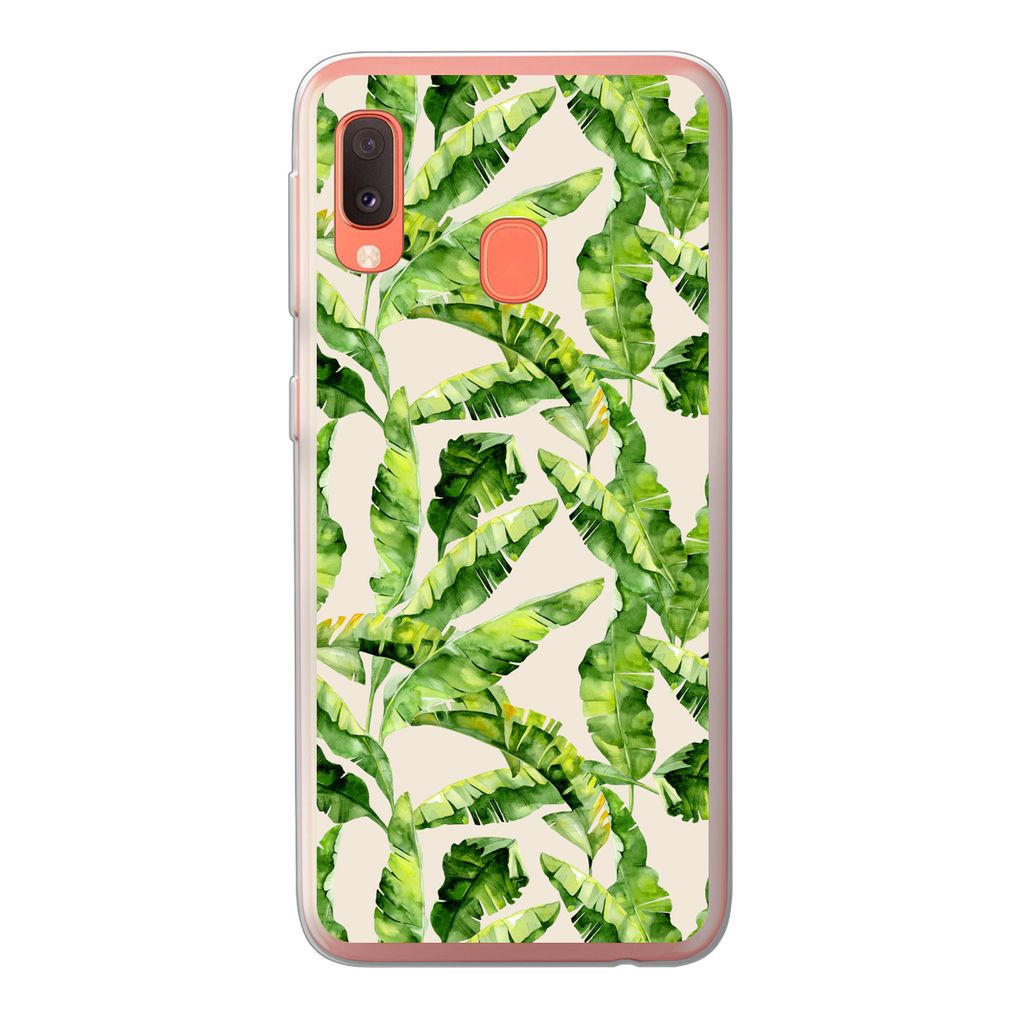 MuchoWow Handyhülle Schutzhülle Hülle für Samsung Galaxy A20e Palmenblatt - Muster - Tropisch Silikon Softcase Handy Hülle - Abdeckung