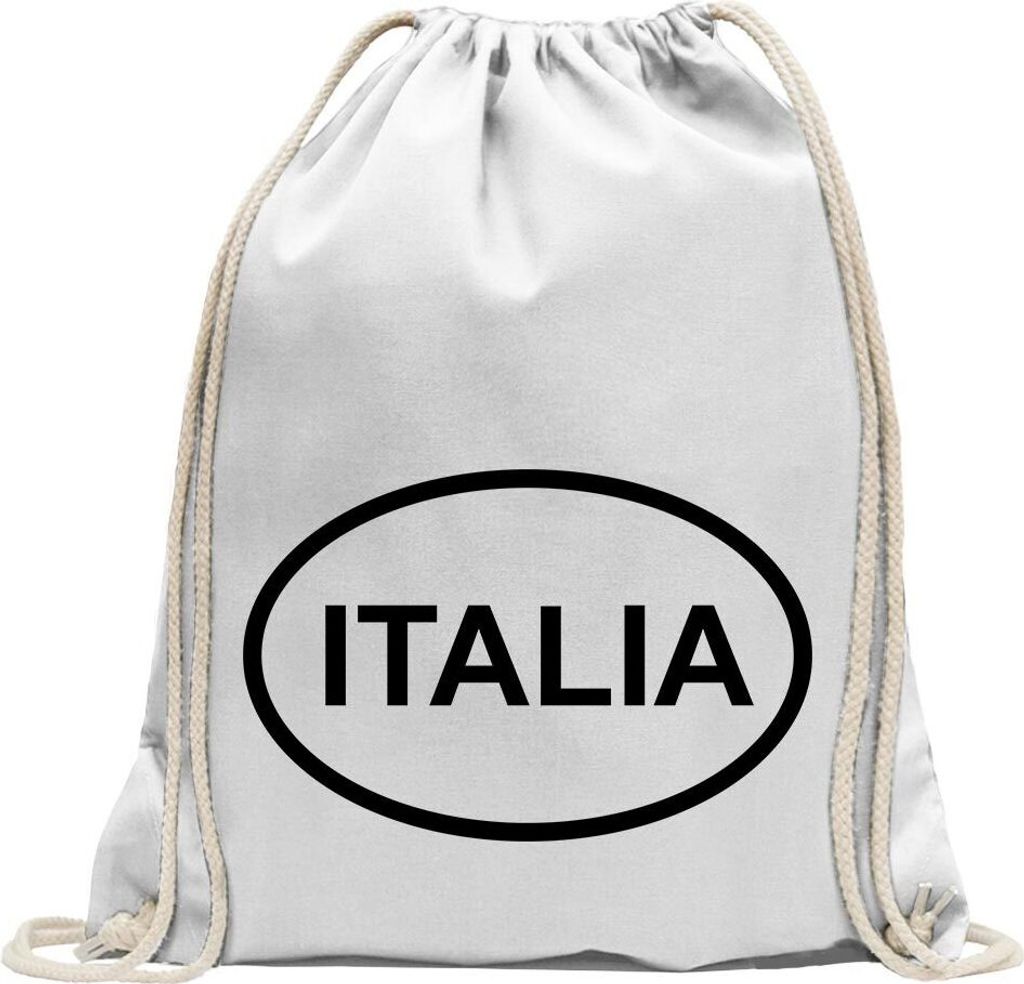Kiwistar - Turnbeutel - weiss - Italia - Italien - Fun Rucksack Sport Beutel Gymsack Baumwolle mit Ziehgurt