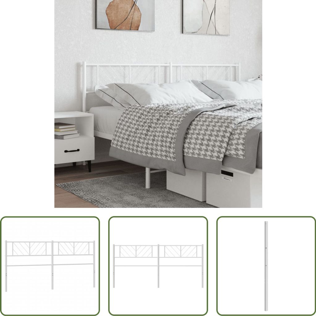 The Living Store Kopfteil Metall Weiß 200 cm Produktbild 