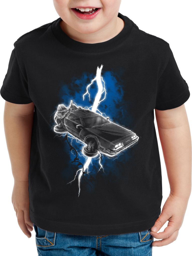 style3 De Lorean Thunderstorm Kinder T-Shirt blitz gewitter zeitreise marty