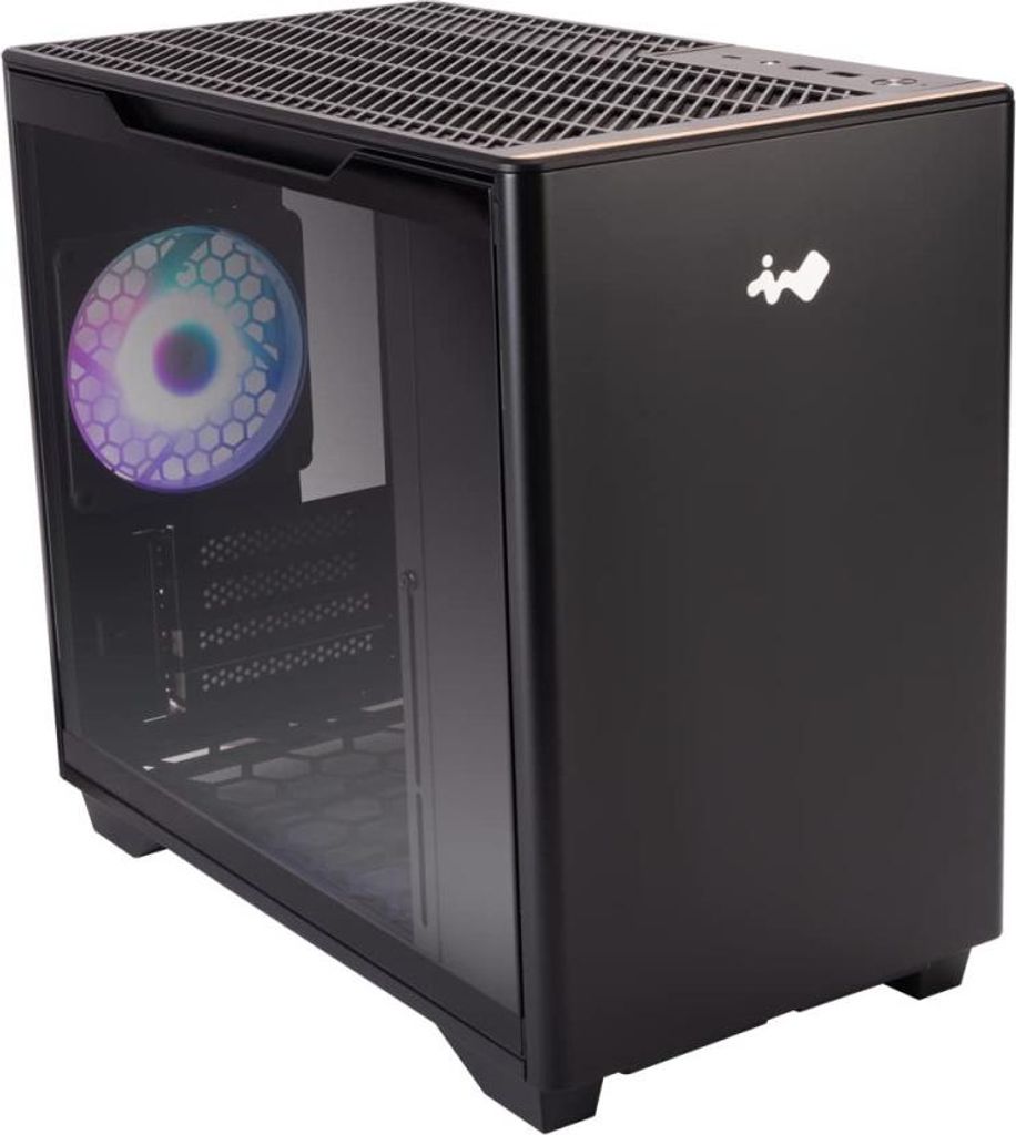 IN WIN A3 Gehäuse PC MicroATX Schwarz mit integriertem ARGB Lüfter für Gaming