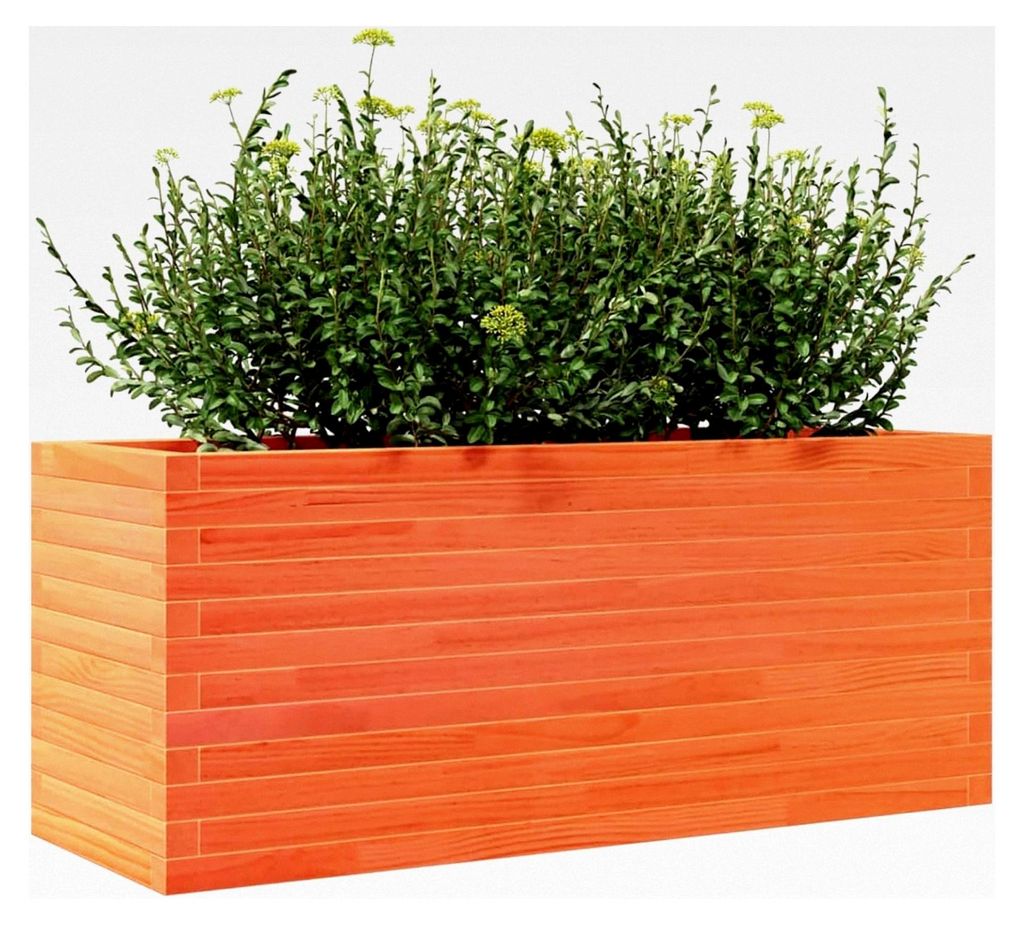 Pflanzkübel Wachsbraun 110x40x45,5 cm aus massivem Kiefernholz, Blumentopf für Garten, Balkon, Terrasse und Innenbereich