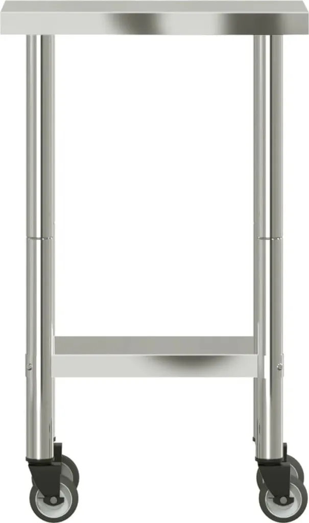 Table de travail compacte en acier inoxydable avec étagère et roues - 5