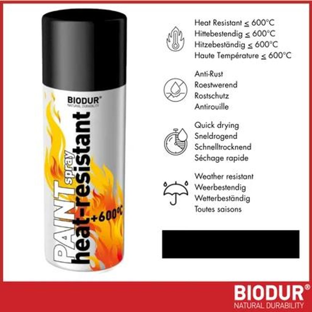 BIODUR Hittebestendige Siliconen Spuitverf - Zwart - 400ml Productafbeelding 