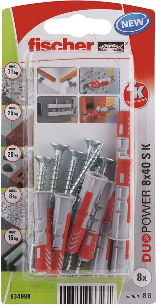 chevilles et vis FISCHER, Diam.8 x L.40 mm Image du produit 