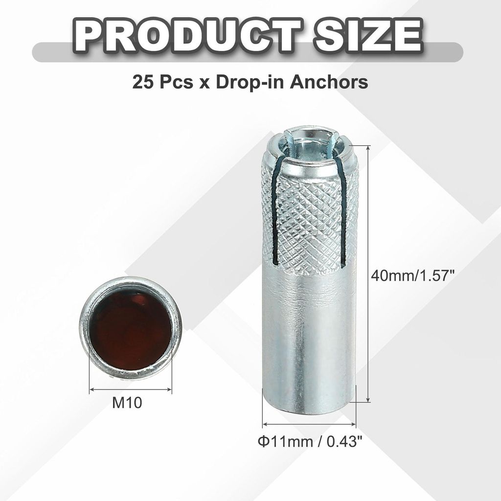 25 Stš¹ck Interne Einschlaganker M10, Verzinkter Kohlenstoffstahl Ger?ndelte Einschlagdš¹bel 11x40mm, Hohlraumdš¹bel Metall Schlaganker fš¹...