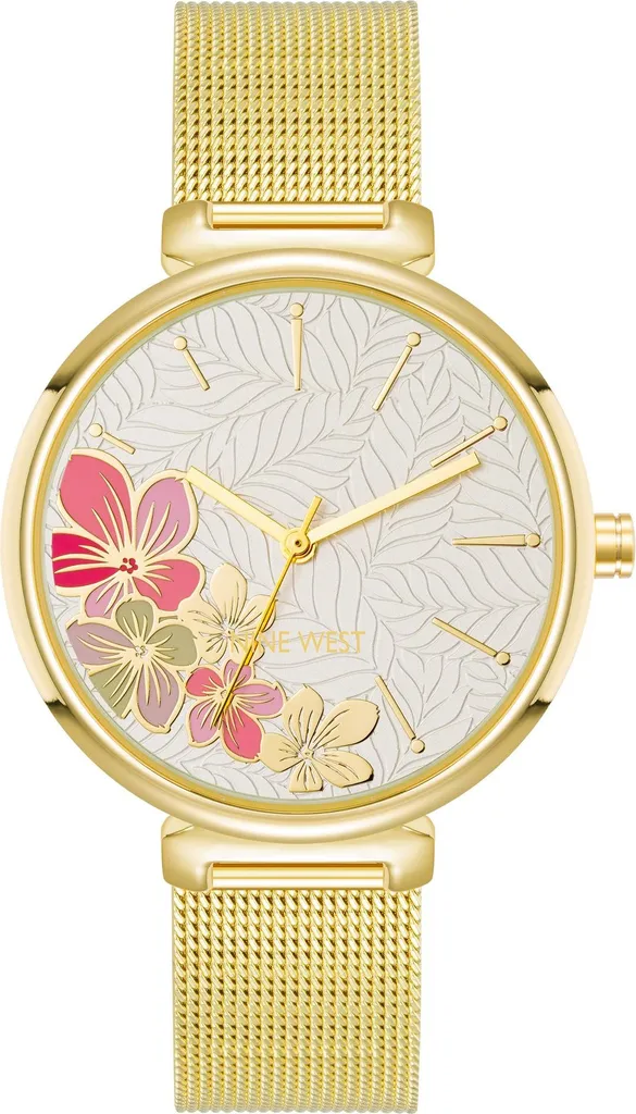 Nine West NW/3000FLGB Orologio Donna Oro Mesh Style Floreale