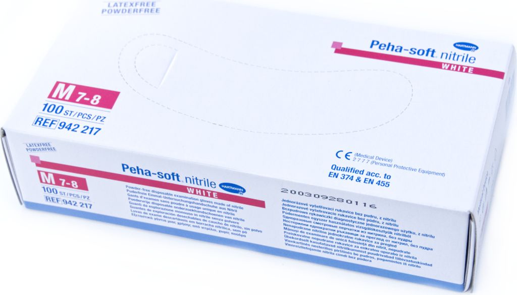 Hartmann Peha-soft nitrile white Einmalhandschuhe, puderfrei 100 Stk. - M / Weiß | Packung (100 Stück)