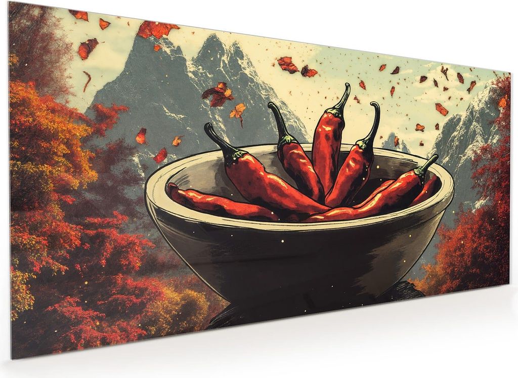 Küchenrückwand Spritzschutz Glas mit Motiv Frische Chilischoten 40 x 40 cm