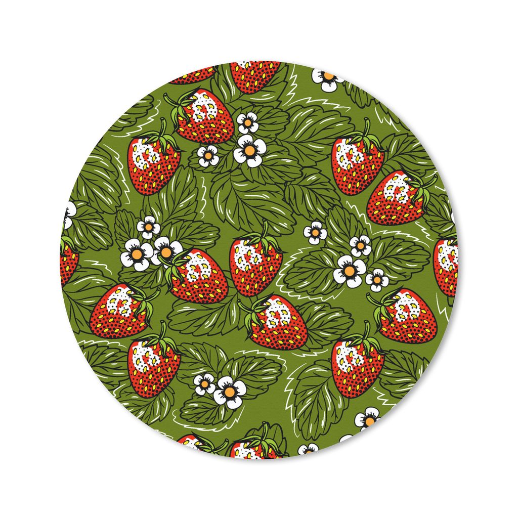 MuchoWow Mauspad Mousepad Blumen - Erdbeere - Blätter - Vegan - Muster 40x40 cm - Mousepads - Maus Mat - Pad - Mausunterlage - Schreibtisch Acce...