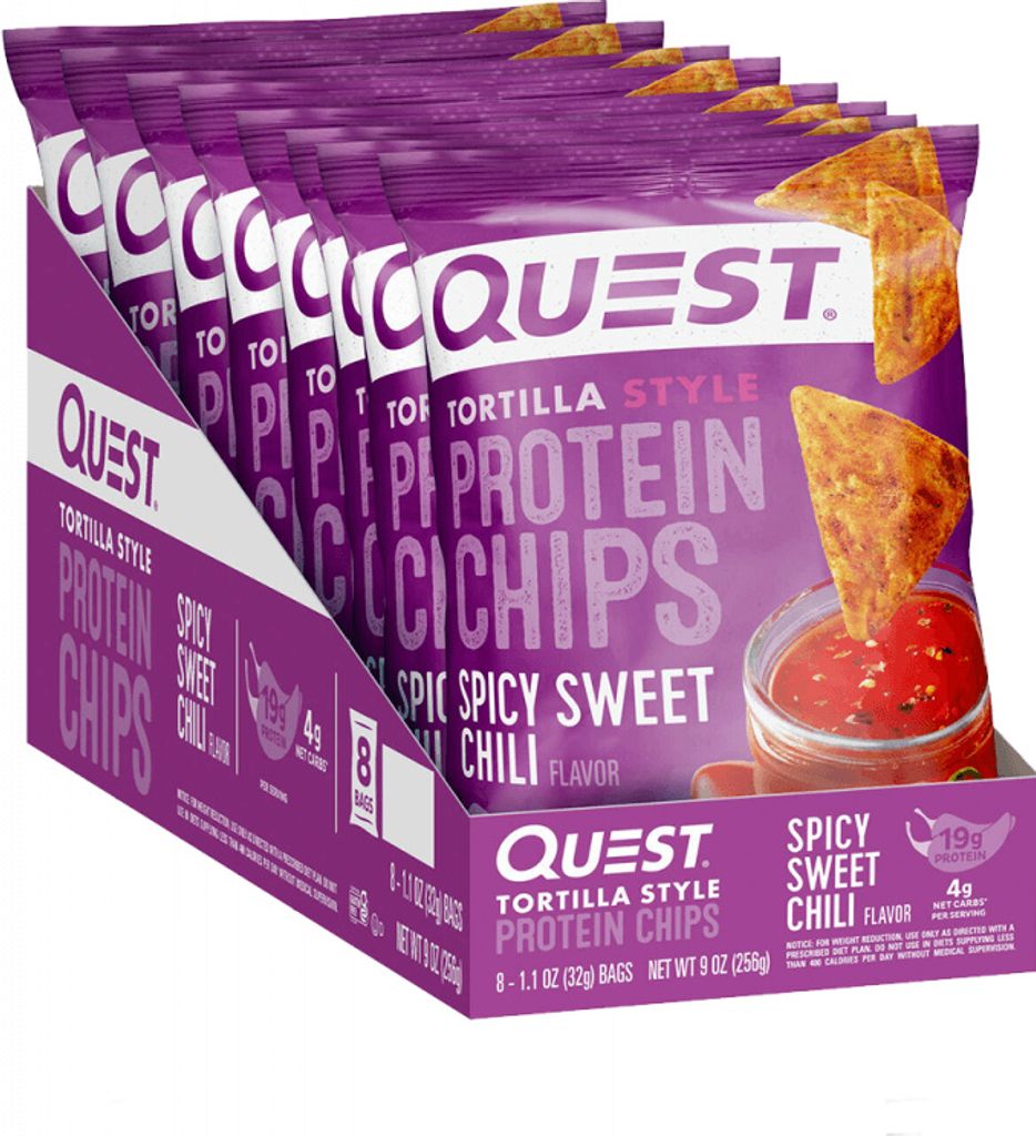 Quest Nutrition Protein Tortilla Chips (8x32g) Spicy Sweet Chili - Funktionelle Lebensmittel - Eiweiß-Snacks