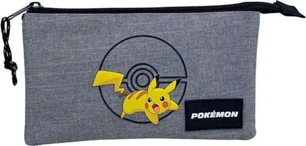 Pikachu Astuccio Triplo Grigio Toybags - Resistente per Scuola Media - 1