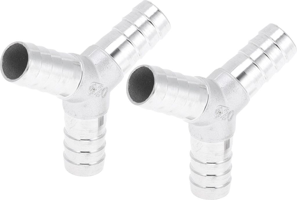 304 Edelstahl Schlauchstutzenarmaturen 25/32" 3-Wege-Y-Verbinder für Luft Wasser Öl Gas Kraftstoff 2 Stück Silberton